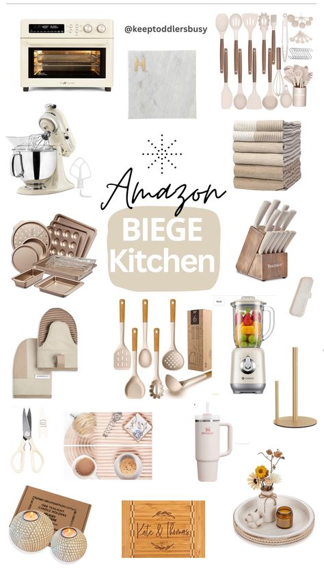 Best Sellers and Highest rated Beige aesthetic for your kitchen. For us neutral girls that still like biege 😁🫣 Aesthetic Kitchen Luxury, Aesthetic Kitchen Must Haves, Champagne Kitchen Decor, Beige Aesthetic Kitchen Decor, Beige Kitchen Appliances, Beige Kitchen Aesthetic, Aesthetic Kitchen Stuff, Neutral Kitchen Aesthetic, Luxury Apartment Kitchen Decor