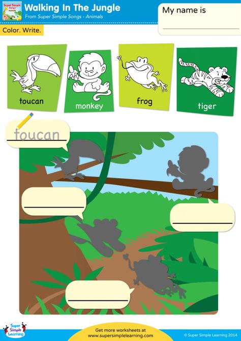 Walking In The Jungle - Super Simple Songs Jungle Worksheet, Rainforest Games, Walking In The Jungle, Rainforest Activities, Learning Kindergarten, Super Simple Songs, Farm Preschool, Rainforest Animals, The Jungle Book