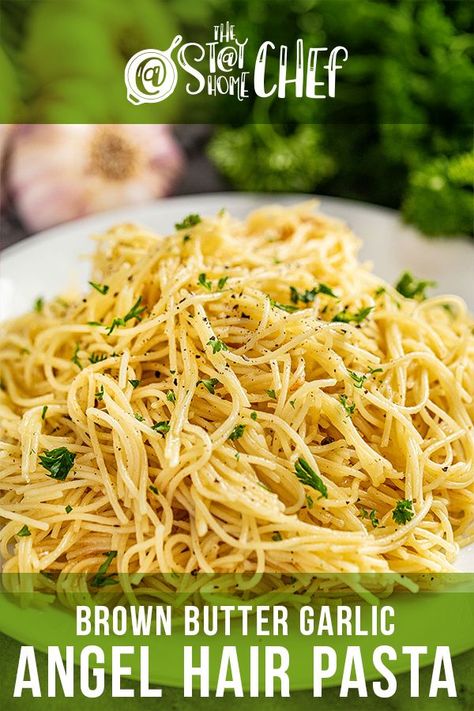 Garlic Butter Angel Hair Pasta, Brown Butter Garlic Pasta, Angel Hair Side Dish, Brown Butter Pasta Recipes, Leftover Angel Hair Pasta Recipes, Angle Hair Pasta Recipe, Angel Hair Pasta Recipes Easy, Angelhair Pasta Recipes, Angle Hair Pasta Recipes