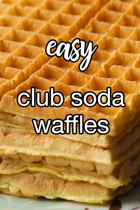 Club Soda Waffles - Club soda has long been a secret ingredient in making waffles and pancakes extra fluffy. This recipe simplifies the process even more by using Bisquick baking mix for a no-fuss breakfast. | CDKitchen.com Club Soda Pancakes, Club Soda Uses, Krusteaz Waffle Mix Recipes, Bisquick Waffle Recipes, Waffle Mix Recipe, Bisquick Waffles, Homemade Pancake Batter, Pancake Batter Recipe, Making Waffles