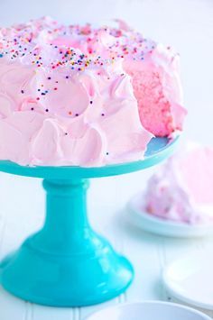 Perfectly Pink Angel Food Cake Twinkle Sprinkle, Pink Marshmallow, Sprinkle Medley, Holiday Cake, Marshmallow Frosting, Pink Food, Easy Birthday, Pink Angel, Simple Cake