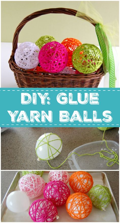 Get back to your roots with this classic craft for a decorative Glue Yarn Ball! With this simple DIY, you can make a ton of them for just a few bucks! Yarn Glue Ornaments, Yarn Balls With Glue, Ball Study Art Preschool, Ball Study Creative Curriculum Art, Diy With Balloons, Balls Art Activities For Preschool, Creative Curriculum Ball Study Preschool, Preschool Ball Study, Ball Unit Creative Curriculum