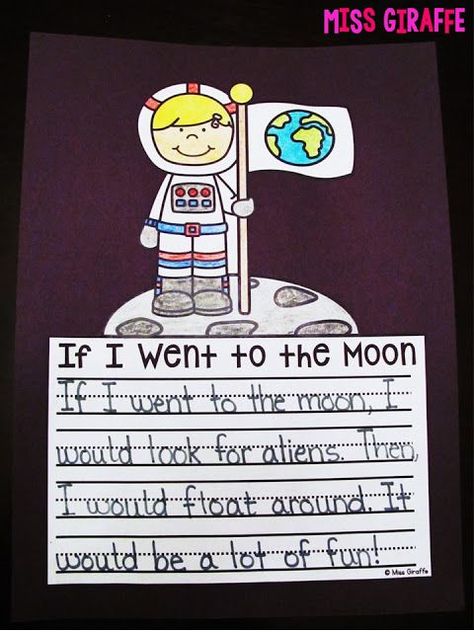 Creative writing about space perfect for your space unit - kids get to have fun imagining with the fun writing prompt If I Went to the Moon! Perfect for first grade or kindergarten space units! Moon Lessons First Grade, Space Activities 1st Grade, Space 1st Grade, Space Unit First Grade, Space First Grade, Space Theme For Kindergarten, First Grade Space Activities, Space Unit Kindergarten, Space Writing Activities