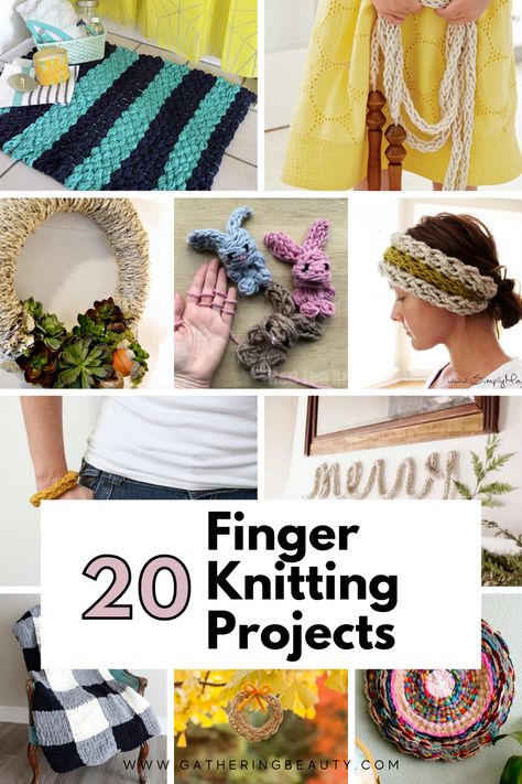 What Can You Make With Finger Knitting — Gathering Beauty Diy Finger Knitting, Finger Knitting Projects, Diy Travel Accessories, Finger Weaving, Craft Projects For Adults, Finger Crochet, Easy Knitting Projects, French Knitting, Finger Knitting