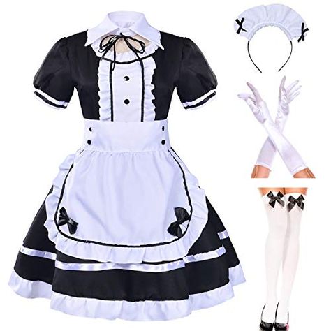 Dress With Socks, Japanese Style Dress, Anting Manik, Maid Cosplay, Fancy Costumes, Classic Lolita, Japanese Dress, Maid Outfit, Plus Size Halloween