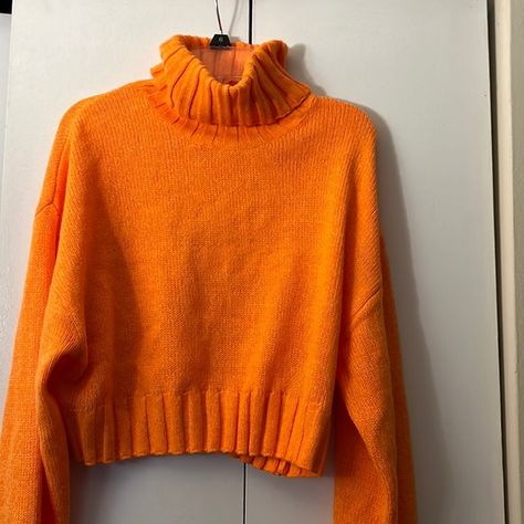 Cropped Turtle neck in Orange Orange Turtle Neck Sweater, Orange Turtleneck, Orange Sweater, Orange Sweaters, Autumn Outfits, Fall Aesthetic, Orange Turtleneck Sweater, Pumpkin Orange, Cropped Sweater