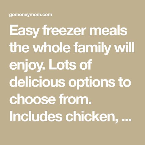 Easy freezer meals the whole family will enjoy. Lots of delicious options to choose from. Includes chicken, vegetables, breakfast ideas, and many more tasty options. Vegetables Breakfast, Freezer Meal Recipes, Family Freezer, Easy Freezer Meals, Freezer Meal, Meal Recipes, Batch Cooking, Freezer Meals, Breakfast Ideas