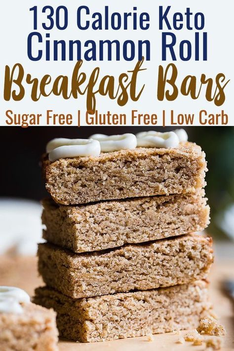 Sugar Free Keto Cinnamon Roll Breakfast Bars - These Low Carb Breakfast Bars are only 130 calories and tastes like a cinnamon roll in healthy, gluten free form! Great for kids and adults and perfect for busy mornings! | #Foodfaithfitness | #Keto #Lowcarb #Glutenfree #Sugarfree #Healthy Keto Breakfast Bars, Dietary Fats, Cinnamon Roll Breakfast, Breakfast Bars Recipe, Low Carb Protein Bars, Keto Cinnamon, Healthy Protein Snacks, Postre Keto, Low Carb Protein