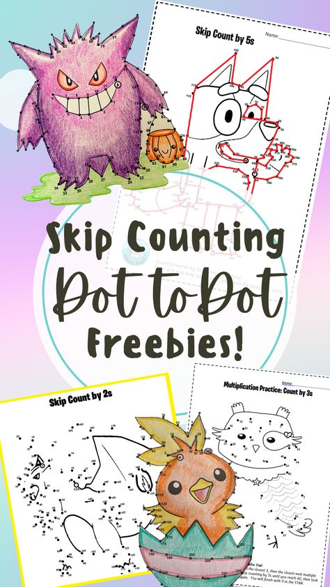 Do your students love dot to dots? They can be a great way to practice skip counting in 1st or 2nd grade! Use in math centers or for early finishers -complete forwards or backwards depending on student level - and lots of fun to color in too : ) Check out the FREE skip conting dot to dots in my store - or FOLLOW ME here for more freeand fun worksheets like this released every Friday! Skip counting activities, Count by 2s, Count by 5s, Count by 10s. Skip Counting Games 1st, Teaching Skip Counting 1st Grade, Skip Counting Activities 1st, Skip Count By 2's Activities, Skip Counting Activities 2nd Grade, Early Finishers Activities 1st Grade, Math Centers Second Grade, Counting By 2's 5's And 10's, Skip Count By 5