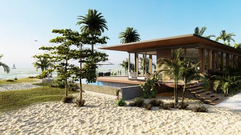 Small Modern Beach House Exterior, Beachfront House Ocean Views, Tropical Beach House Exterior, Beachfront House Exterior, Mangalore Beach, Beach Bungalow Exterior, Beach Side House, Small Living Room Ideas Apartment Cozy, Ocean Front Beach House