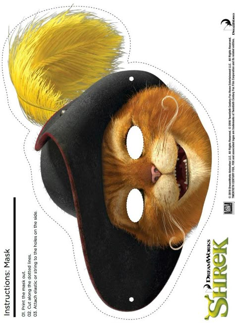 Click HERE to download the Puss in Boots mask from Shrek. You might also like:Free Printable Shrek Mask CraftFree Printable Shrek Donkey MaskFree Shrek Printable Fiona Mask CraftShrek Puss in Boots Craft Shrek Birthday Party, Photo Booth Props Free, Shrek Dreamworks, Printable Halloween Masks, Shrek Birthday, Shrek Fiona, Mask Craft, Shrek Costume, Shrek Party