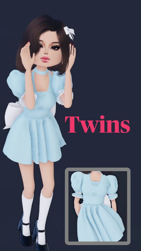 dress to impress Twins Dress To Impress, Misunderstood Dress To Impress, Influencer Dress To Impress, The Shining Twins, Pooh Dress, Dress Impress, Roblox Dress, Dti Hacks, Dti Ideas