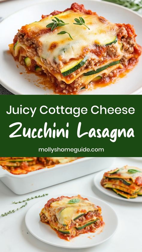 Enjoy a wholesome meal with this cottage cheese zucchini lasagna! Layers of tender zucchini, savory marinara, and creamy cheese create a satisfying, low-carb alternative to traditional lasagna.  Ingredients 5 medium zucchinis, sliced lengthwise into 1/8″ thick strips 1 lb ground turkey or beef 1 tablespoon oil for frying 1 1/2 teaspoons dried oregano, divided 1 teaspoon dried basil 1 teaspoon garlic powder 1/2 teaspoon salt, plus additional for zucchini Ground black pepper to taste 1 tablespoon Zucchini Turkey Lasagna, Zucchini Cottage Cheese Lasagna, Zucchini Lasagna Cottage Cheese, Cottage Cheese Zucchini Lasagna, Zucchini Lasagna With Cottage Cheese, Zucchini Cottage Cheese Recipes, Cottage Cheese Zucchini, Zucchini Lasagna Recipe Easy, Zucchini Cottage Cheese