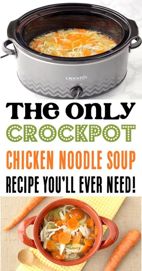 Crockpot Chicken Noodle Soup Recipes, Crock Pot Chicken Noodle, Crock Pot Chicken Noodle Soup, Crockpot Chicken Noodle Soup, Chicken Soup Crockpot, Slow Cooker Chicken Noodle Soup, Soup Recipe Easy, Chicken Noodle Soup Crock Pot, Crockpot Chicken Healthy