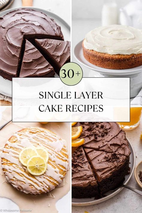 Single Layer Cake Recipes - Wholesome Patisserie Cake Recipes One Layer, Small Two Layer Cake, One Layer Birthday Cakes, Single Layer Birthday Cake, 1 Layer Cake, Single Layer Cake, Basic Chocolate Cake, One Layer Cake, Lemon Yogurt Cake