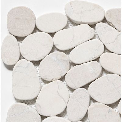 Shop tile connection (sample) sliced pebble white 4-in x 6-in honed pebble floor and wall tile in the tile samples section of Lowes.com White Stone Floor, River Rock Tile, Shop Tile, Natural Stone Mosaic, Shower Floors, Pebble Floor, Pebble Tile, Stone Mosaic Tile, Tile Samples