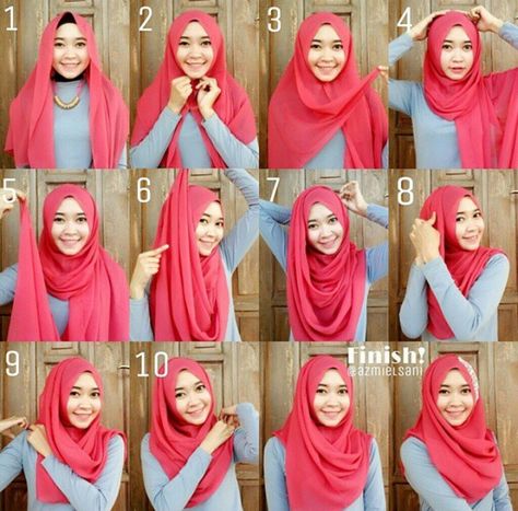 Love the style #hijabtutorial #stepbystep #shawltutorial #islamic Pink Dress Simple, Layered Hijab, Square Hijab Tutorial, Hijab Paris, How To Wear Hijab, Pink Hijab, Tutorial Hijab Pashmina, Simple Hijab Tutorial, Stile Hijab