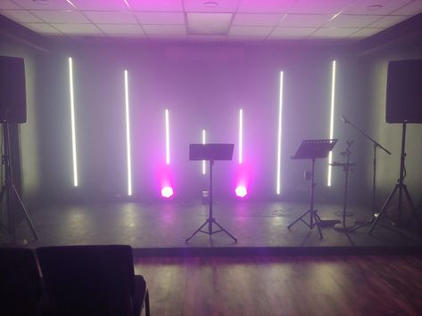 Small Church Stage Design, Church Stage Design Ideas Backdrops, Youth Room Church, Stage Lighting Design, Church Building Design, Youth Rooms, Church Stage Design Ideas, Concert Stage Design, Led Stage Lights