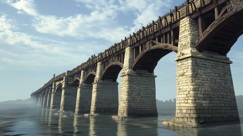 Trajan's Bridge, also called Bridge of Apollodorus over the Danube, was a Roman segmental arch bridge, the first bridge to be built over the lower Danube and considered one of the greatest achievements in Roman architecture. Rock Sculpture, Arch Bridge, Roman Architecture, Danube River, South Bank, Bridge Design, Roman History, Iron Gates, Historical Facts