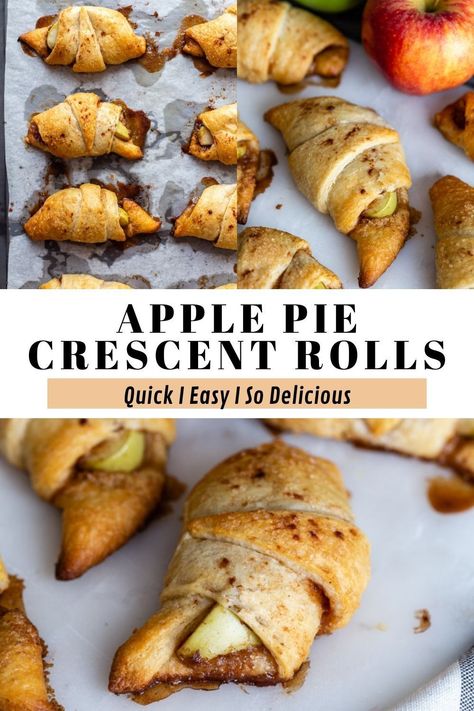 These Apple Pie Crescent Rolls are super simple to make and prefect for simple fall baking (or anytime of the year really!). Great for breakfast, dessert, or even delicious snacking! A vegan recipe that's easy enough to make with kids. Apple Crescent Roll Dessert, Cresent Roll Desserts, Crescent Roll Apple Turnovers, Apple Pie Crescent Rolls, Crescent Roll Snacks, Apple Cinnamon Crescent Rolls, Crescent Desserts, Crescent Roll Apple Pie, Apple Crescent Rolls