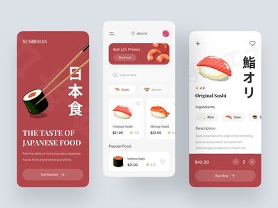 Antar - Food Delivery App by Azie Melasari for Odama on Dribbble Food Ui Design, Food App Ui Design, Food App Design, Food App Ui, Japanese App, Mobile Images, Sushi Ingredients, Food Ordering App, Restaurant App