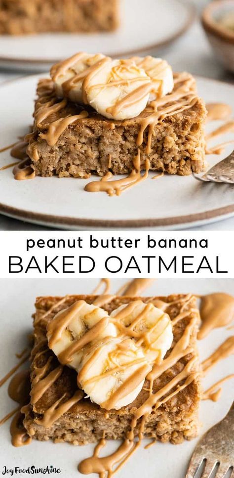 This Healthy Peanut Butter Banana Baked Oatmeal is the perfect make-ahead or meal prep breakfast recipe! It's made with 10 ingredients in 30 minutes and it's gluten-free, dairy-free, & vegan-friendly with no refined sugar! Peanut Butter Banana Baked Oatmeal, Smoothie Fast, Perfect Healthy Breakfast, Prep Breakfast, Homemade Oatmeal, Baked Oatmeal Recipes, Healthy Food Facts, Healthy Peanut Butter, Banana Oatmeal