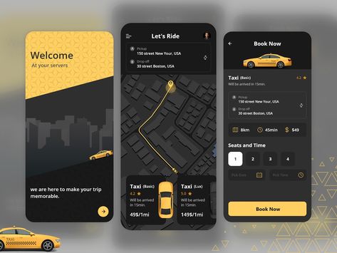 Online Taxi Booking App Concept by aPurple on Dribbble Mern Stack Developer, Design Taxi, Taxi Booking App, App Map, Ui Ux 디자인, Ux App Design, App Design Layout, Taxi App, App Concept