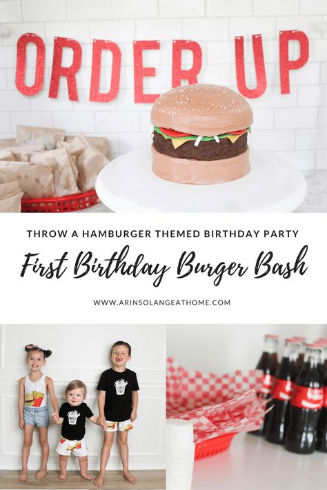 A burger themed first birthday party is a fun unique theme that your guests will love. Check out this blog post for all the fun details! https://www.arinsolangeathome.com #burgerparty #firstbirthdayparty Burger Bash First Birthday, Burger Birthday Party, Unique Birthday Themes, Fast Food Party, Birthday Party Ideas For Men, Unique Birthday Party Themes, Blogger Ideas, Burger Party, Ball Birthday Parties