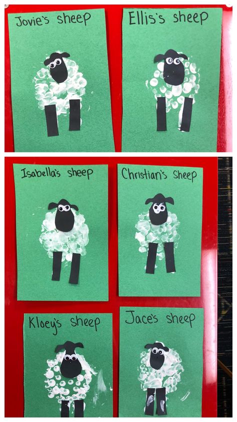 Sheep fingerprint art, on the farm unit, sheep craft Farm Animal Theme Preschool Art, Sheep Arts And Crafts, Wool Farming Preschool Theme, Fingerprint Sheep Craft, Sheep Art For Toddlers, The Farm Toddler Theme, Farm Life Art Preschool, The Farm Activities For Toddlers, Farm Animals Infant Art