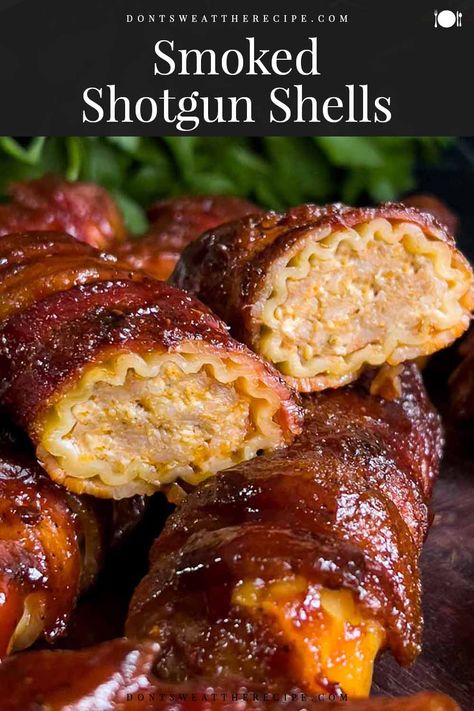 Smoked Beef Appetizer, Stuffed Smoked Sausage, Smoked Game Day Snacks, Dinner On Smoker, Dinner Ideas On Smoker, Smoked Manicotti Recipe, Ideas For Smoker, Smoked Stuffed Sausage, Things To Make On Smoker