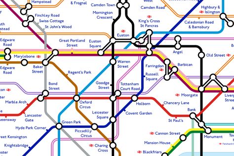 Tube map redesign reveals how London Underground network could look in 2040 | London Evening Standard London Underground Map Art, Underground Illustration, Underground Design, London Underground Tube Map, Underground Style, London Tube Map, Underground London, London Underground Train, Underground Tattoo