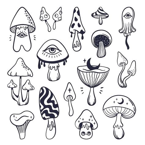 Download this Free Vector about Hand drawn mushroom outline illustration, and discover more than 15 Million Professional Graphic Resources on Freepik Cute Tattoos Line Art, Mushrooms Line Art, Mushroom Core Drawing, Line Work Mushroom Tattoo, Cute Mushroom Design, Minimal Mushroom Tattoo, Mushroom Design Drawing, Mushroom Outline Tattoo, Spooky Mushroom Drawing