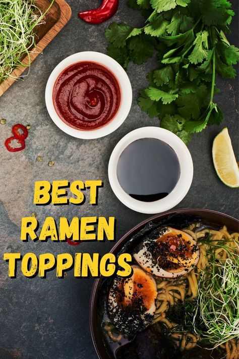 An all encompassing list of the best ramen toppings, from your favorite jammy ramen eggs to simple vegetable garnishes! This post will go in depth on all the toppings you can use on your ramen, to include some fun ideas you never thought of! Ramen Garnish, Ramen Topping Ideas, Vegetable Garnishes, How To Cook Turnips, Ramen Eggs, Best Ramen Noodles, Traditional Ramen, Ramen Toppings, Ramen Egg