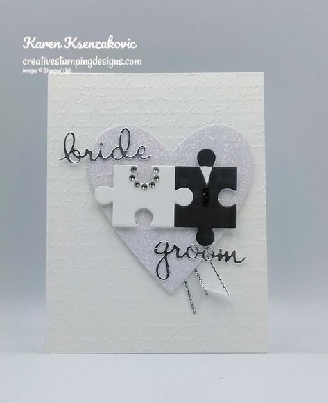 Engagement Card Cricut, Cricut Anniversary Card, Homemade Wedding Cards, Stampin Up Wedding Cards, Wedding Card Handmade, Love You To Pieces, Ge Bort, Wedding Cards Handmade, Wedding Anniversary Cards