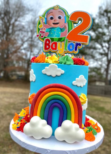 Cocomelon Cake, Wallpaper Flowers, Android Wallpaper Flowers, Second Birthday, Rainbow Cake, Themed Cakes, How To Make Cake, Android Wallpaper, Cake Designs