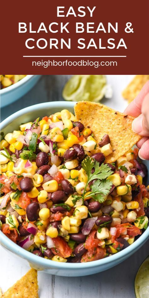 Bean And Corn Salsa Recipe, Bean Salsa Recipe, Black Bean And Corn Salsa, Corn Bean Salsa, Black Bean Salad Recipe, Black Bean Corn Salsa, Corn Salsa Recipe, Black Bean And Corn, Easy Salsa Recipe