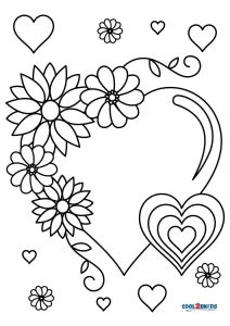 Free Printable Hearts and Flowers Coloring Pages For Kids Pretty Coloring Pages, Hearts Coloring Pages, Flower Colouring Pages, Printable Hearts, Flowers Coloring Pages, Printable Flower Coloring Pages, Valentines Day Coloring Page, Flowers Coloring, Valentine Coloring Pages