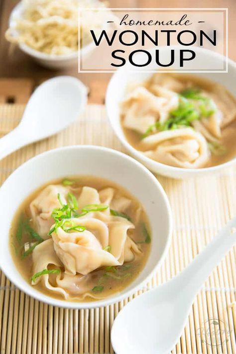 Wonton Soup Easy, Homemade Wonton Soup, Won Ton Soup, Wonton Recipe, Wonton Noodle Soup, Wonton Soup Recipe, Wonton Noodles, Won Ton, Wonton Recipes