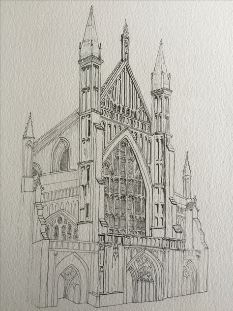 Gothic Cathedral Drawing, Cathedral Sketch, Cathedral Drawing, Manchester Cathedral, Winchester Cathedral, Historical Concepts, Castle Project, Architecture Life, Cathedral Architecture