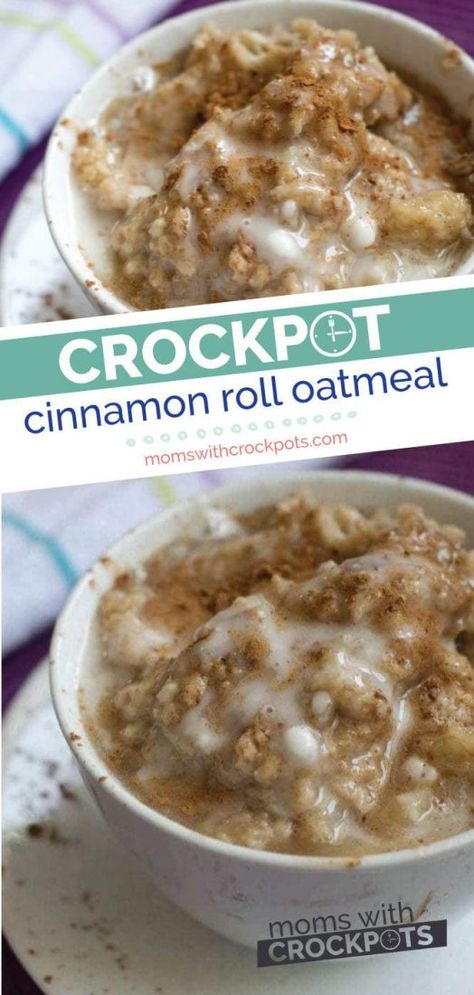 Cinnamon Roll Oatmeal, Crockpot Oatmeal, Crockpot Breakfast, Oatmeal Recipe, Deilig Mat, Food Court, Crock Pot Cooking, Slow Cooking, Oatmeal Recipes