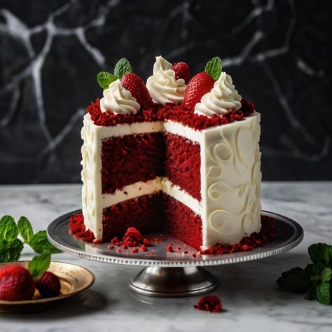 Dive into the world of Red Velvet with our Irresistible Red Velvet Cake Recipes collection! Perfect for any celebration or just a delightful treat, these recipes guide you through creating the moist, rich, and vibrant red velvet cakes that everyone loves. From classic red velvet with cream cheese frosting to innovative twists like red velvet cupcakes and layer cakes, our recipes are easy to follow and ensure perfect results every time. Whether you're a seasoned baker or just starting out, these Redwellwet Cake, Red Velvet Birthday Cake Decoration, Red Velvet Cake Ideas, Red Cake Birthday, Red Velvet Cake Aesthetic, Purple Cheesecake, Red Velvet Cake Design, Red Velvet Cake Recipes, Red Velvet Christmas Cake