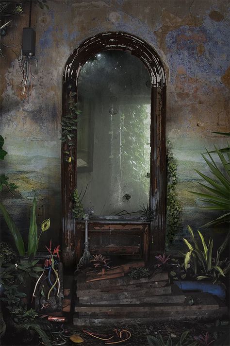 Artist Suzanne Moxhay Creates Incredible Photomontages Of Indoor Landscapes Using Age-Old Technique Twisted Vines, Romantic Landscape, Nature And Technology, Interior Murals, Old Mirror, Photo Montage, Organic Forms, Modern Photography, Matte Painting