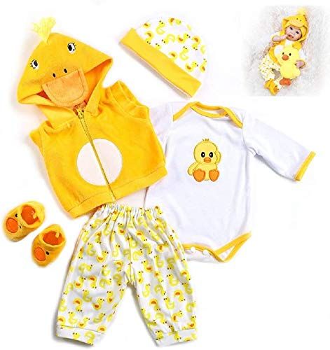 PRICES MAY VARY. Elastic material of clothes are designed to be easy to put on and take off. Handmade reborn baby doll clothes set, 100% Cotton and safe material. Package List: 1*Hat, 1*shirt, 1*Yellow Baby Coat，1* Trousers,1 * pair sock.This package doesn't include the reborn doll and stuffed toys. 20-22 inch girl/boy reborn baby dolls and newborn baby doll. This package doesn't include the reborn doll and stuffed toys  Package :   1*Hat.   1*shirt.   1*Yellow Baby Coat.   1*Trousers.   1* pair Cow Outfits, Doll Videos, Doll Carrier, Baby Doll Accessories, Reborn Baby Girl, Newborn Baby Dolls, Baby Coat, Baby Doll Clothes, Yellow Outfit