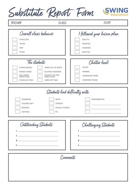 Substitute Teacher Report Form Free, Substitute Notes To Teacher, Substitute Teacher Forms, Substitute Plans Template, Substitute Teacher Lesson Plans, Substitute Teacher Resources, Substitute Teacher Tips, Substitute Teacher Binder, Substitute Ideas