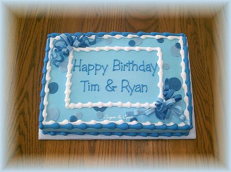 Blue Birthday | For a father and son who have birthdays clos… | Flickr Sheet Cake Decorated, Sheet Cakes Decorated, Square Cake Design, Sheet Cake Designs, Religious Cakes, Birthday Sheet Cakes, Simple Cake Designs, Creative Cake Decorating, Blue Cakes