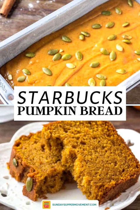 Starbucks Pumpkin Bread Recipe, Pumpkin Bread Starbucks Copycat, Loaf Breads, Starbucks Pumpkin Bread, Quick Bread Recipes Easy, Big Pumpkin, Food Game, Moist Pumpkin Bread, Pumpkin Loaf