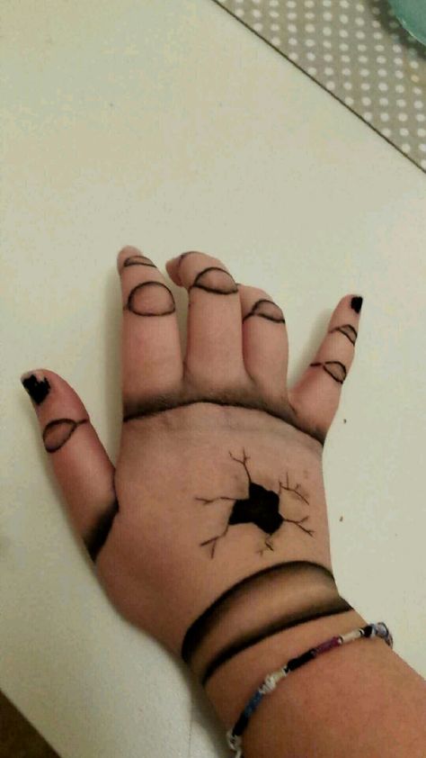 Proud of myself for this broken, marionette type doll hand makeup Scary Things To Draw On Your Hand, Doll Hands Tattoo, Puppet Joints Drawing, Scary Doll Face Makeup, Puppet Hand Tattoo, Scary Doll Costume Make Up, Broken Doll Costume Makeup, Doll Halloween Makeup Creepy, Halloween Costumes Doll Scary