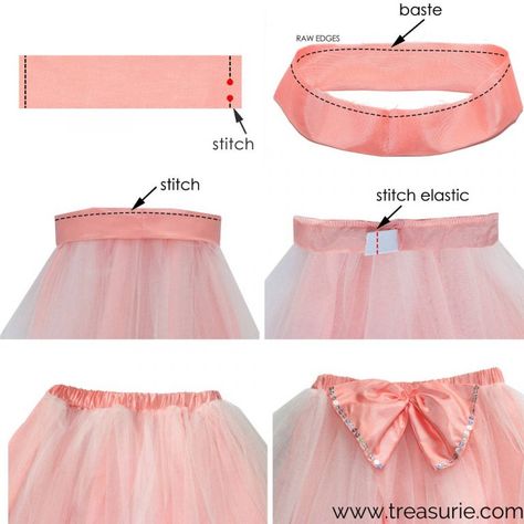 How to Make a Tutu Skirt - FREE Pattern | TREASURIE How To Make A Long Tutu Skirt, How To Make Tutu Skirt For Kids, Sew Tutu Skirt Diy, Diy Tutu For Baby, Tutu Patterns How To Make, How To Sew A Tutu Skirt Tulle, Girls Tutu Skirt Outfits, How To Sew A Tutu, How To Make Tutu Skirt