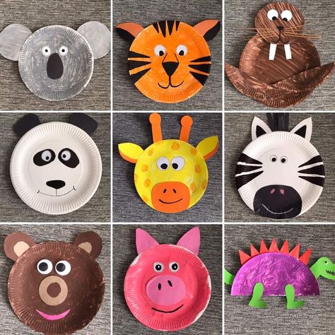 Animal Projects For Toddlers, Animal Activities For Kindergarten, Animal Crafts Preschool, Zoo Animal Crafts, Paper Plate Animals, Animal Activities For Kids, Paper Plate Crafts For Kids, Toddler Art Projects, Activities For Kindergarten