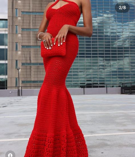 Crochet Red Dress, Crochet Fitted Dress, Crotchet Fits, Crochet Prom Dress, Crochet Dress Tutorial, Crochet Prom Dresses, Crochet Dress For Women, Modest Dress Patterns, Modest Wedding Dresses Ball Gown